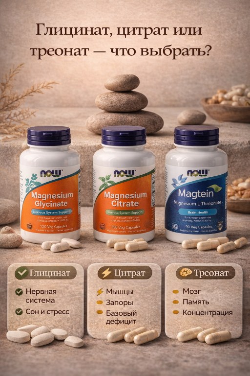 WHIEDA магний 45+: глицинат, цитрат или треонат — что выбрать