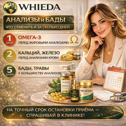 WHIEDA: анализы и БАДы — что отменить и за сколько дней