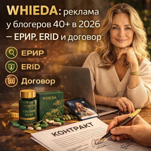 WHIEDA: реклама у блогеров 40+ в 2026 — ЕРИР, ERID и договор