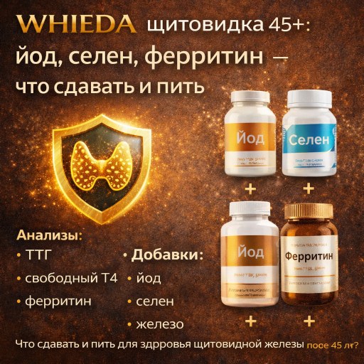 WHIEDA щитовидка 45+: йод, селен, ферритин — что сдавать и пить